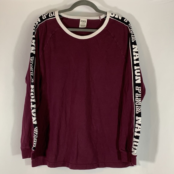 PINK Victoria’s Secret Dark Purple Long Sleeved Top - Picture 1 of 6